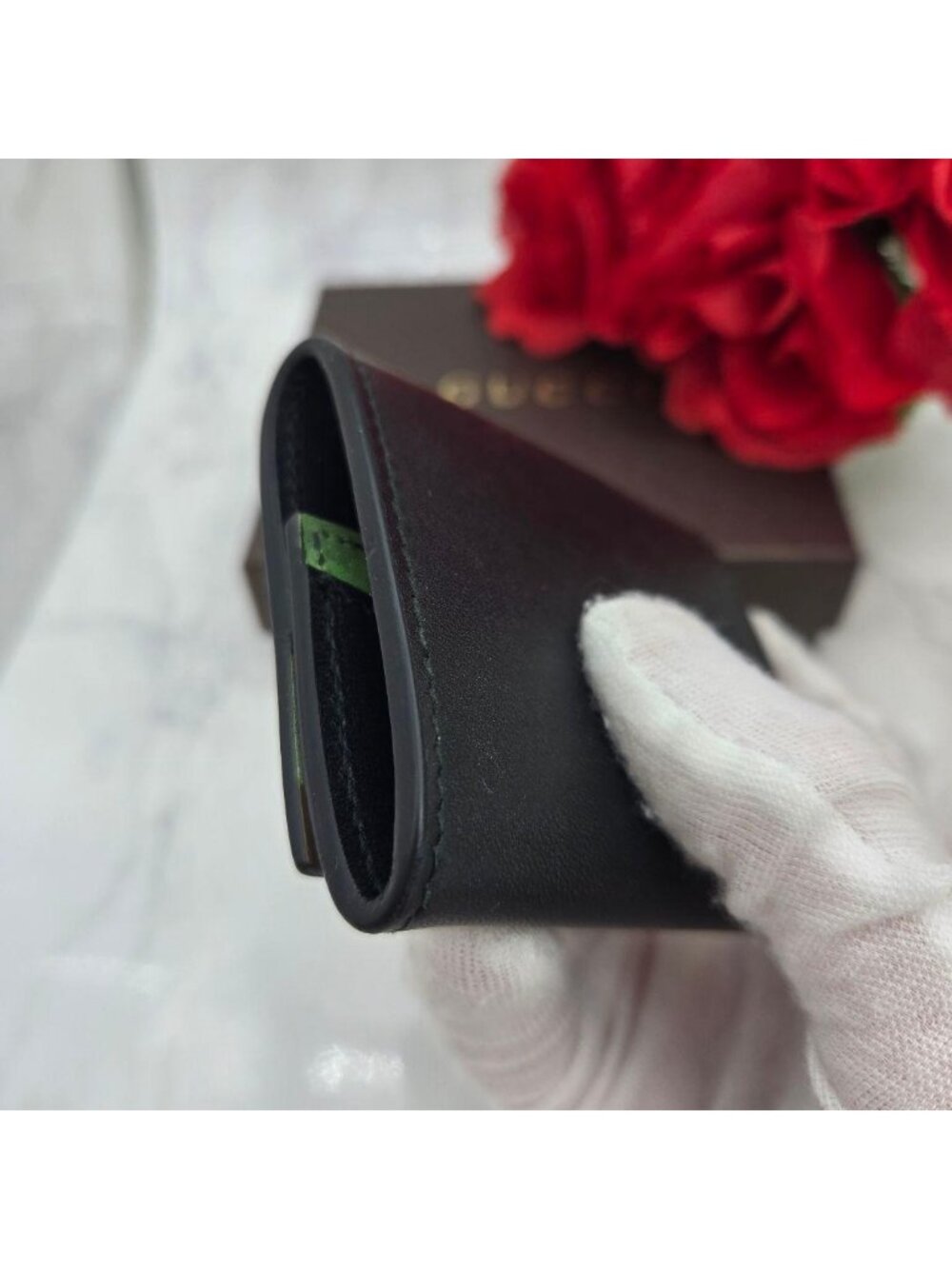 Gucci Coin Purse Wallet Flower Black - Picture 7 of 15